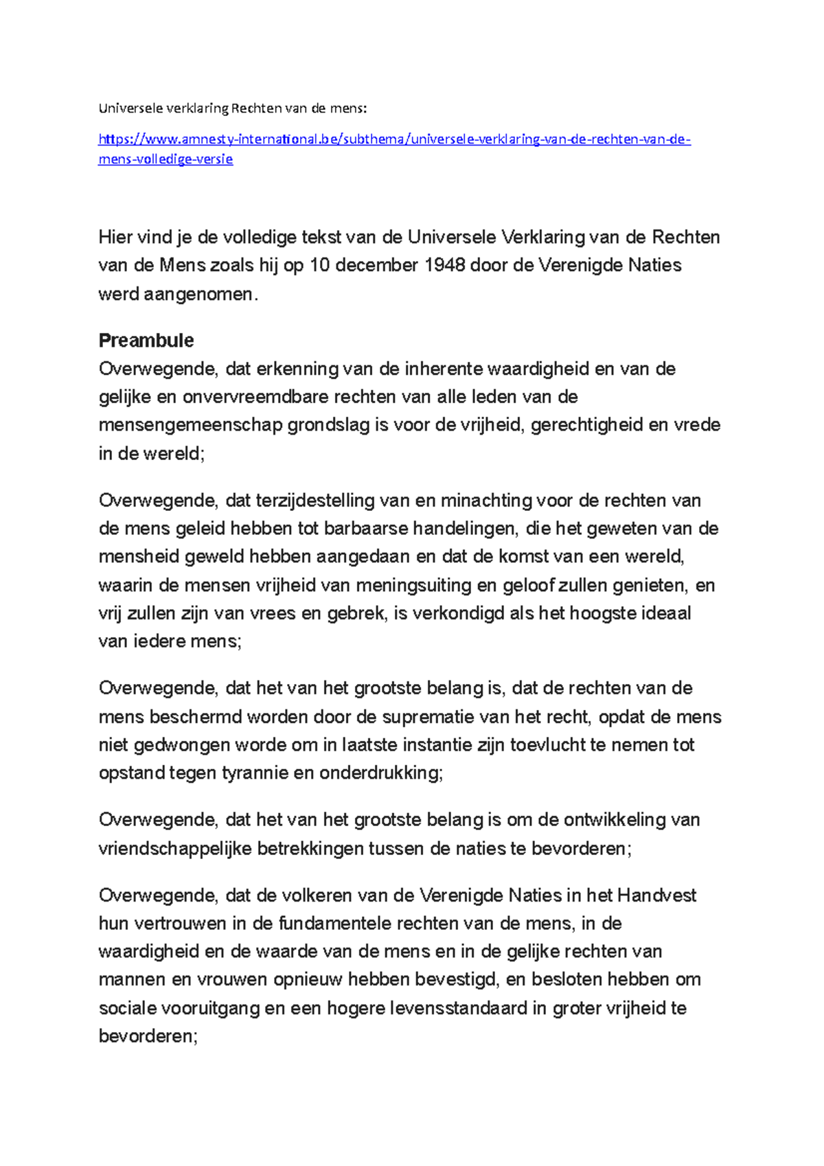Verklaring Rechten Van De Mens