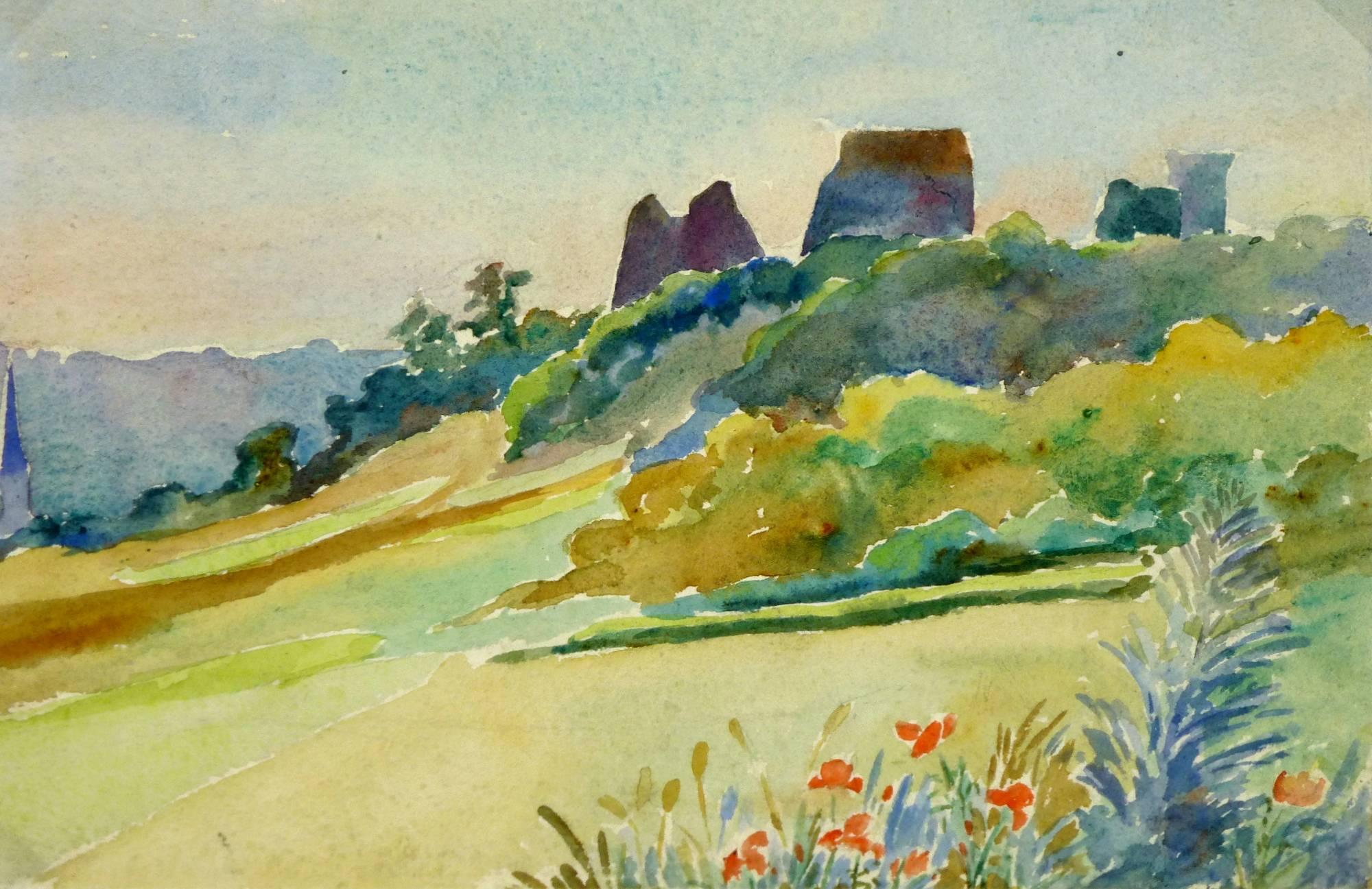 Unknown - French Riverside Village Watercolor For Sale at 1stDibs - Wanneer Van 2 Naar 1 Slaapje