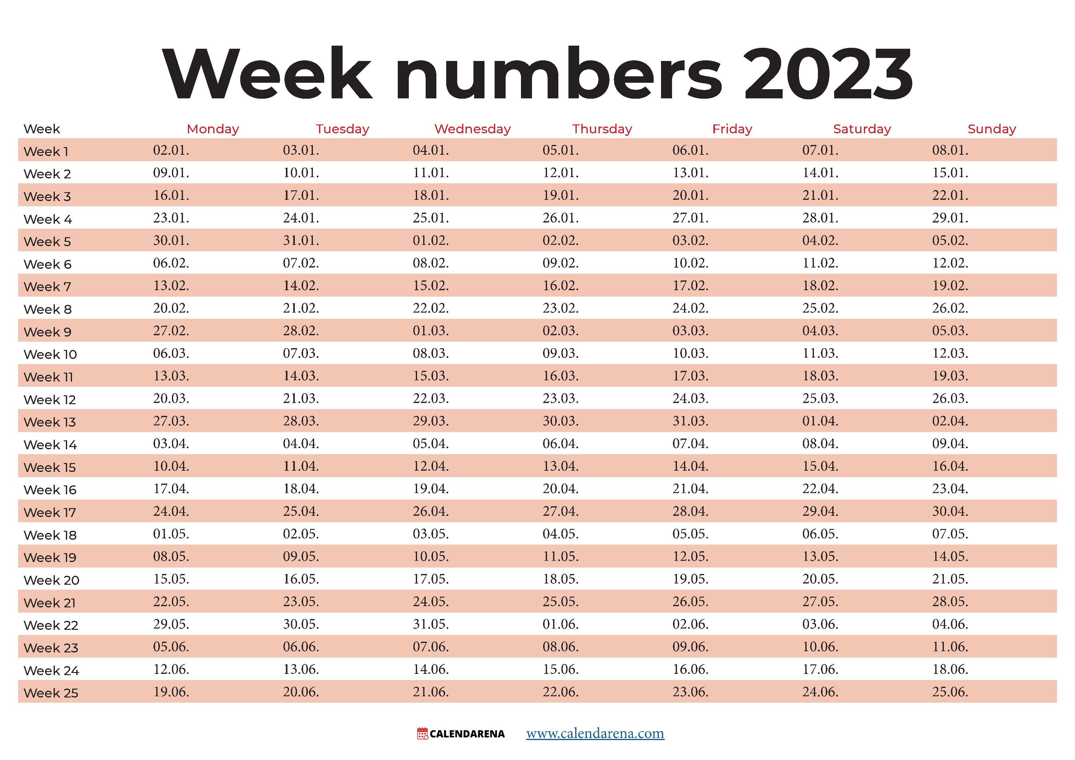 USA 2023 Calendar With Holidays Printable - Welke Week Is Het Nu 2023