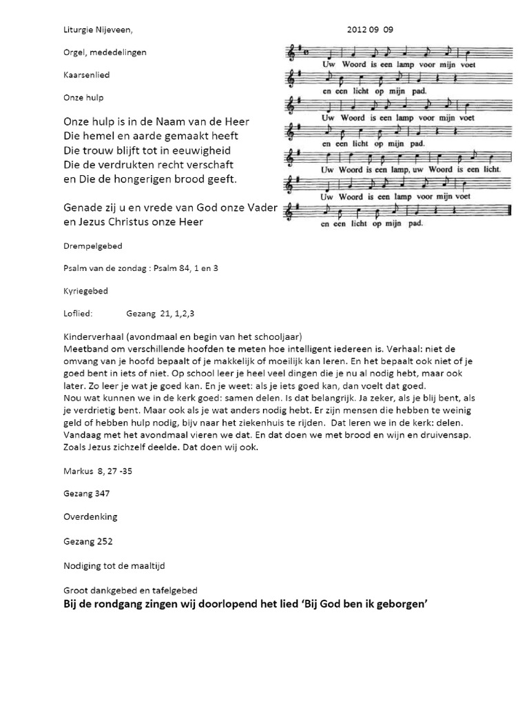 Uw Woord Is Een Lamp Voor Mijn Voet | PDF - Wat Zegt Watt Over Een Lamp