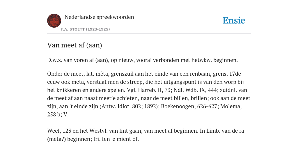 Van meet af (aan) - de betekenis volgens Nederlandse spreekwoorden - Af En Aan Betekenis