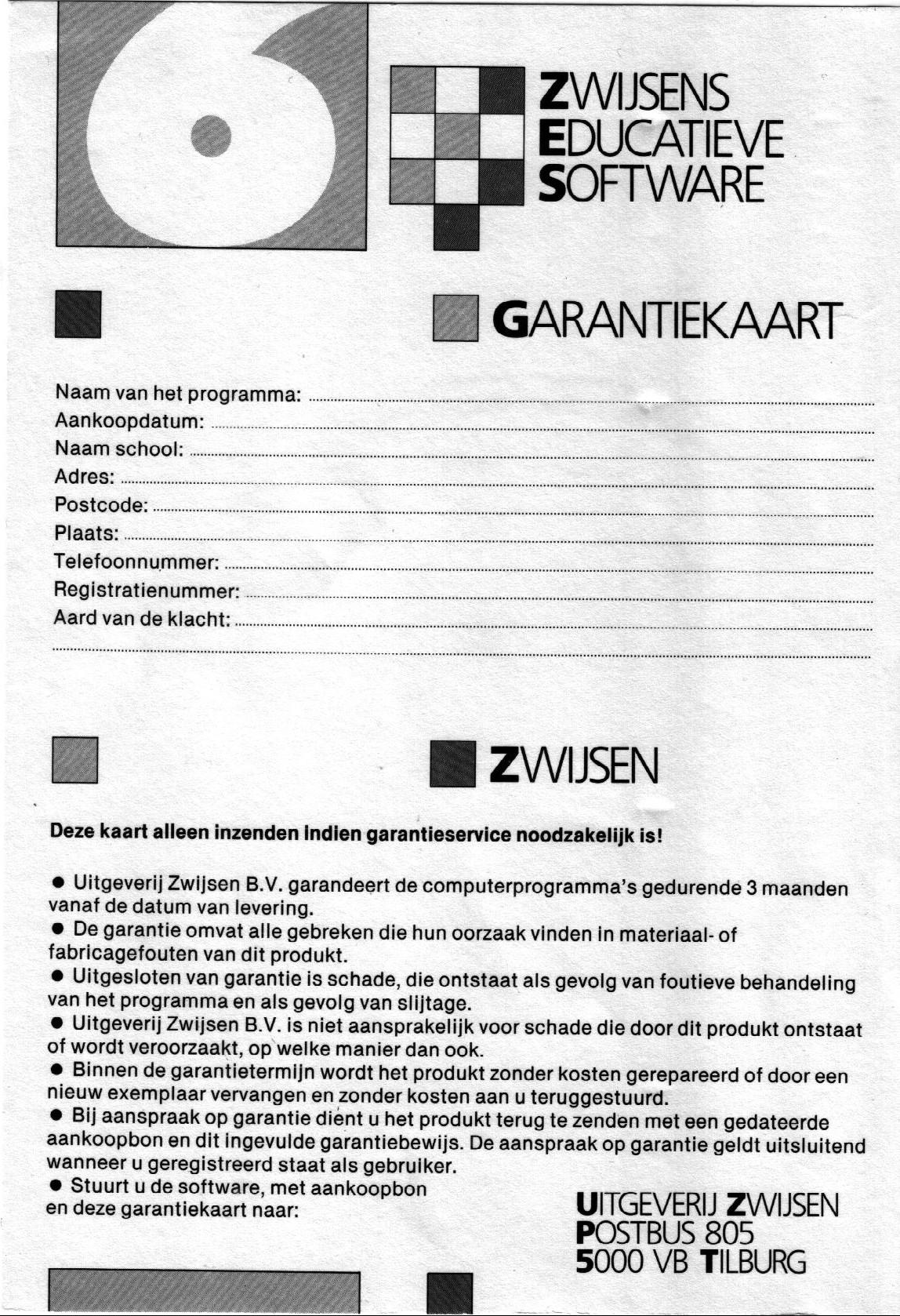 Veilig Leren Lezen (1987, MSX2, Zwijsens Educatieve Software - Veilig Leren Lezen Kern 9