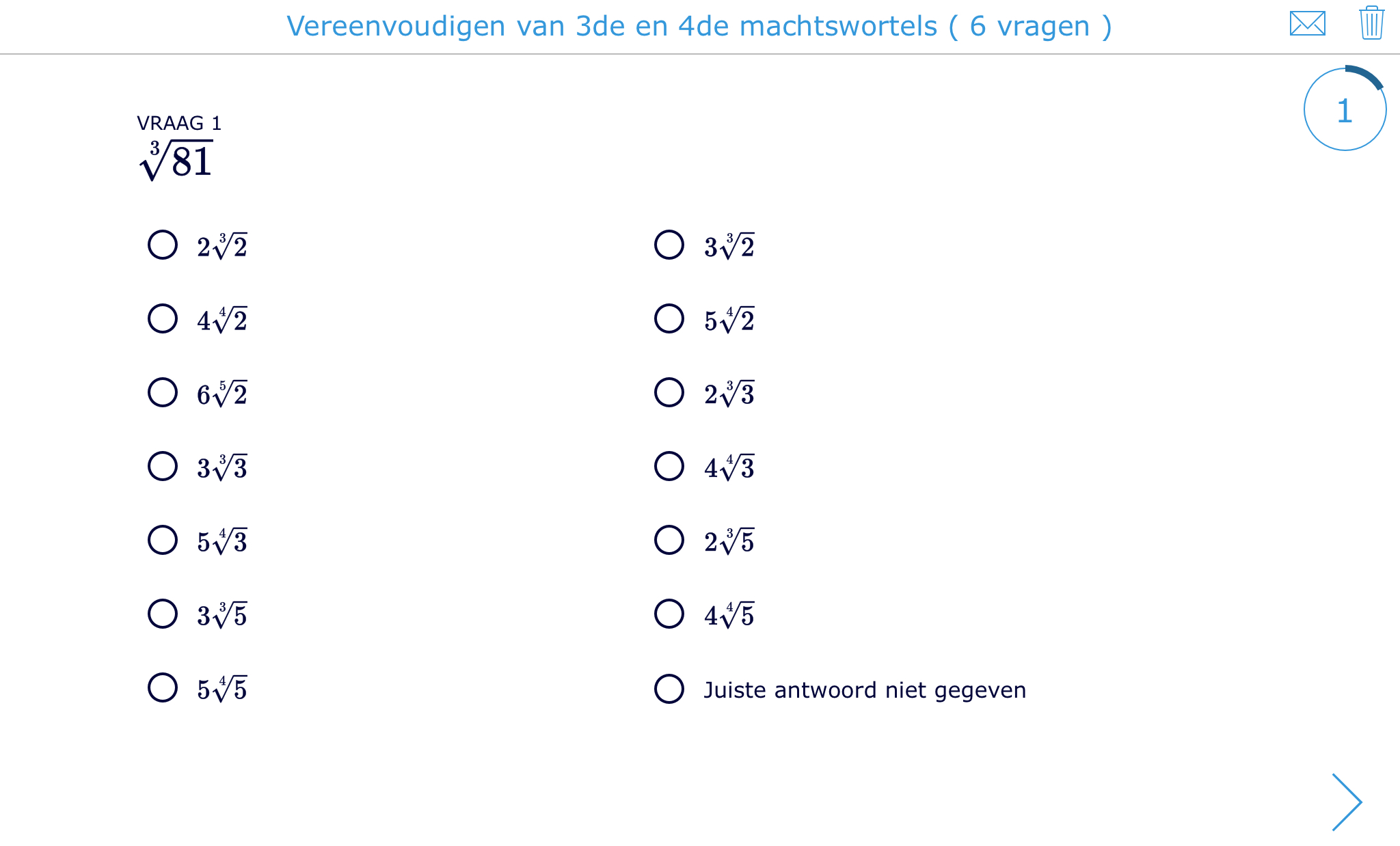 Vereenvoudigen van wortels: Oefeningen - Interactieve oefening - KlasCement - Wat Is De Wortel Van 9
