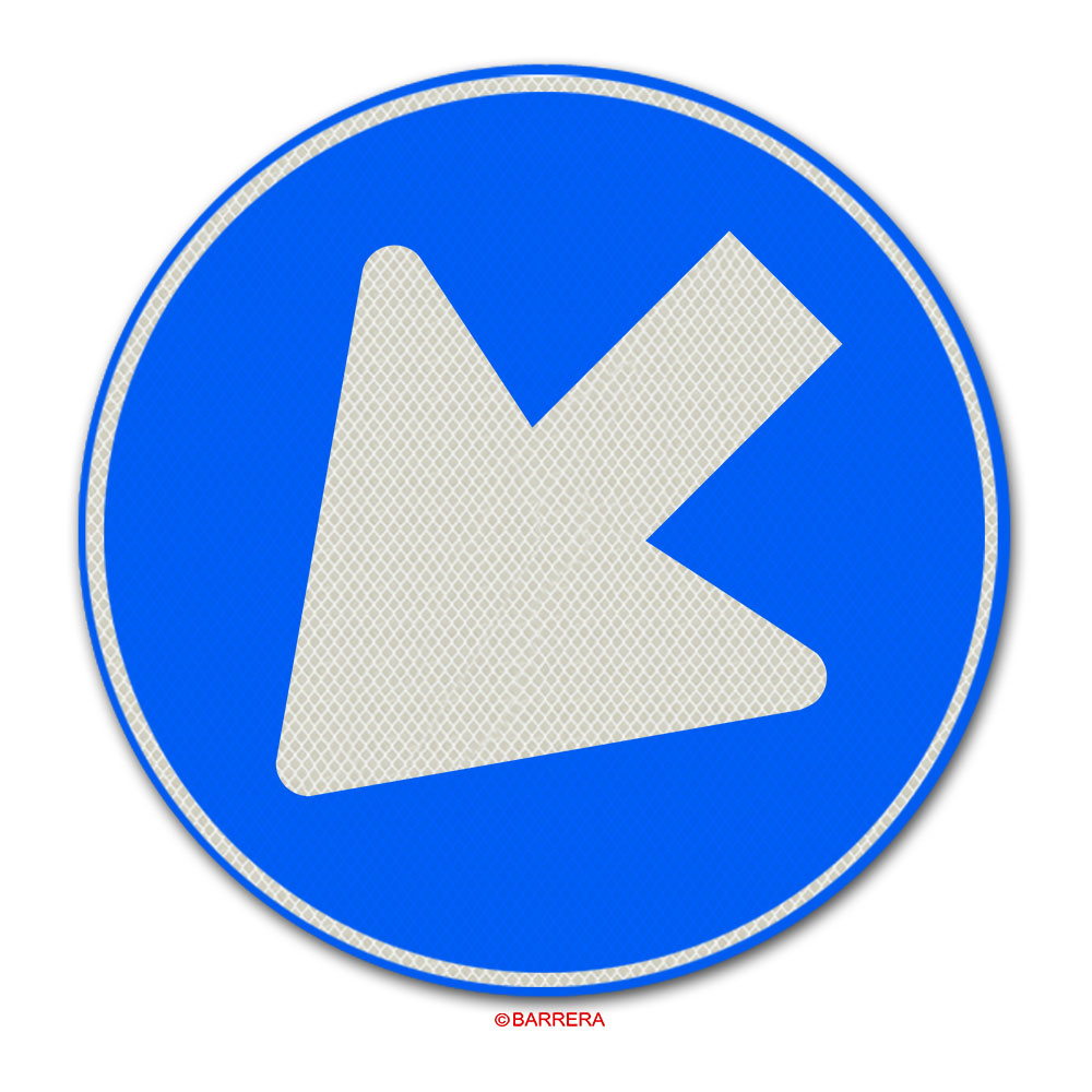 Verkeersbord - Rond Blauw Bord Met Pijl