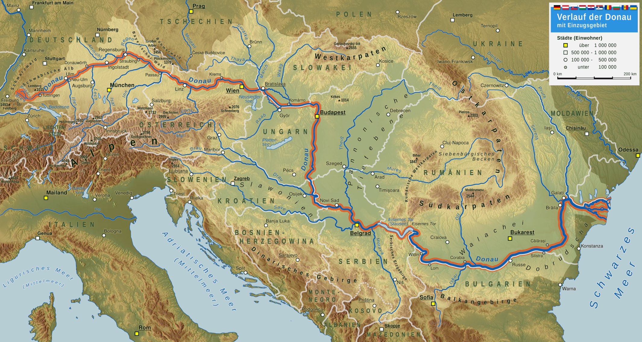 Verlaufskarte Donau | Europe map, Historical maps, Cartography - Waar Begint De Donau En Waar Eindigt De Donau