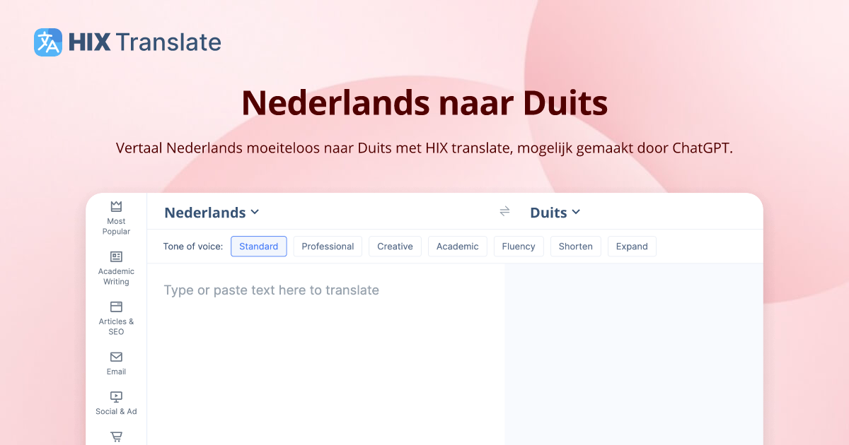 Vertaling van Nederlands naar Duits (GRATIS en zonder aanmelding) | HIX - Tekst Vertalen Van Nederlands Naar Duits
