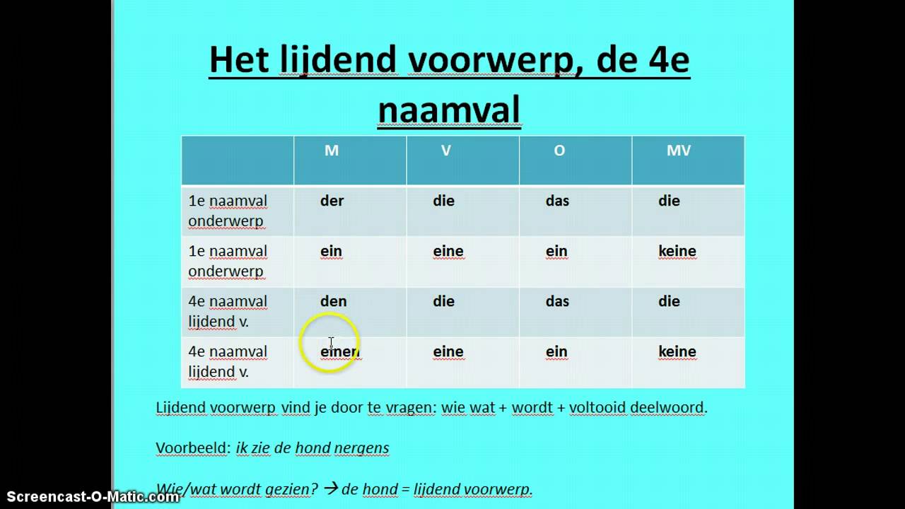 Duits 1e En 4e Naamval