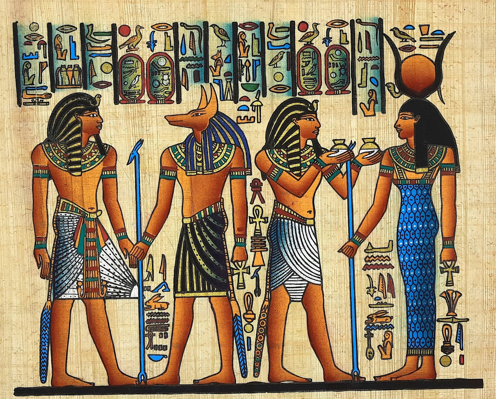 Vintage Egyptische Papyrus kunst schilderij Oude Egypte | Etsy - Egyptische God Van De Zon
