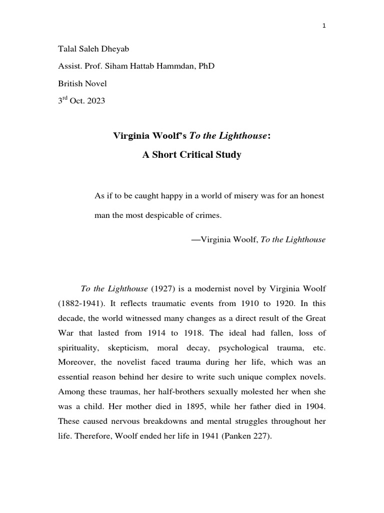 Virginia Woolf's To The Lighthouse: A Short Critical Study | Download - Welke Virginia Schreef De Roman To The Lighthouse