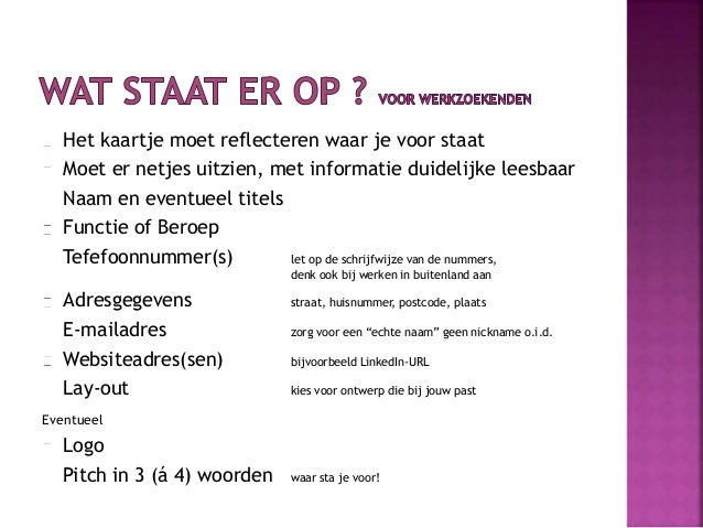 Visitekaartje en #zoektwerk - Wat Moet Er Op Een Envelop Staan