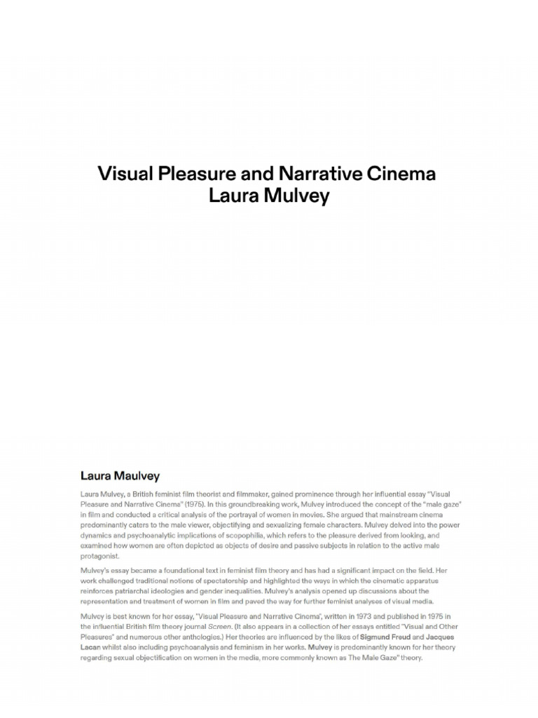 Narrative Cinema And Visual Pleasure