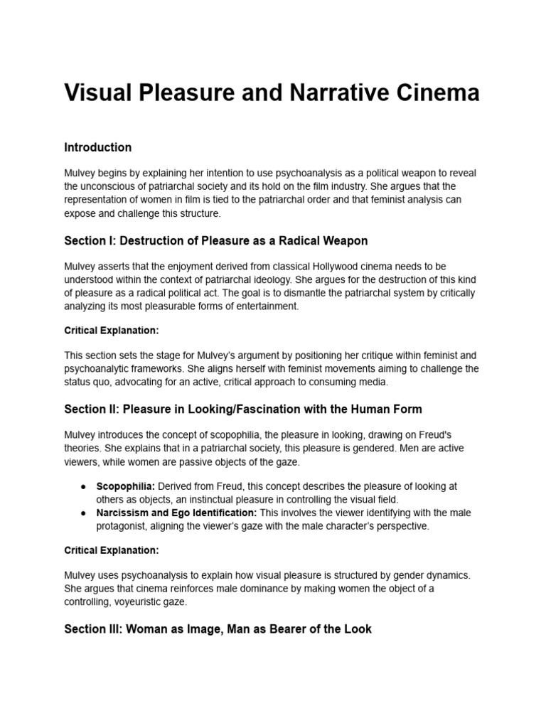 Visual Pleasure and Narrative Cinema | PDF - Narrative Cinema And Visual Pleasure
