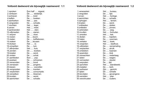 VOLTOOID DEELWOORD ALS BIJVOEGLIJK NAAMWOORD - Voltooid Deelwoord Als Bijvoeglijk Naamwoord