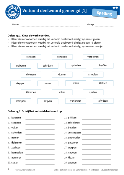 Voltooid deelwoord gemengd [1] - Als je wilt vertellen dat iets al is - Voltooid Deelwoord Met D Of T