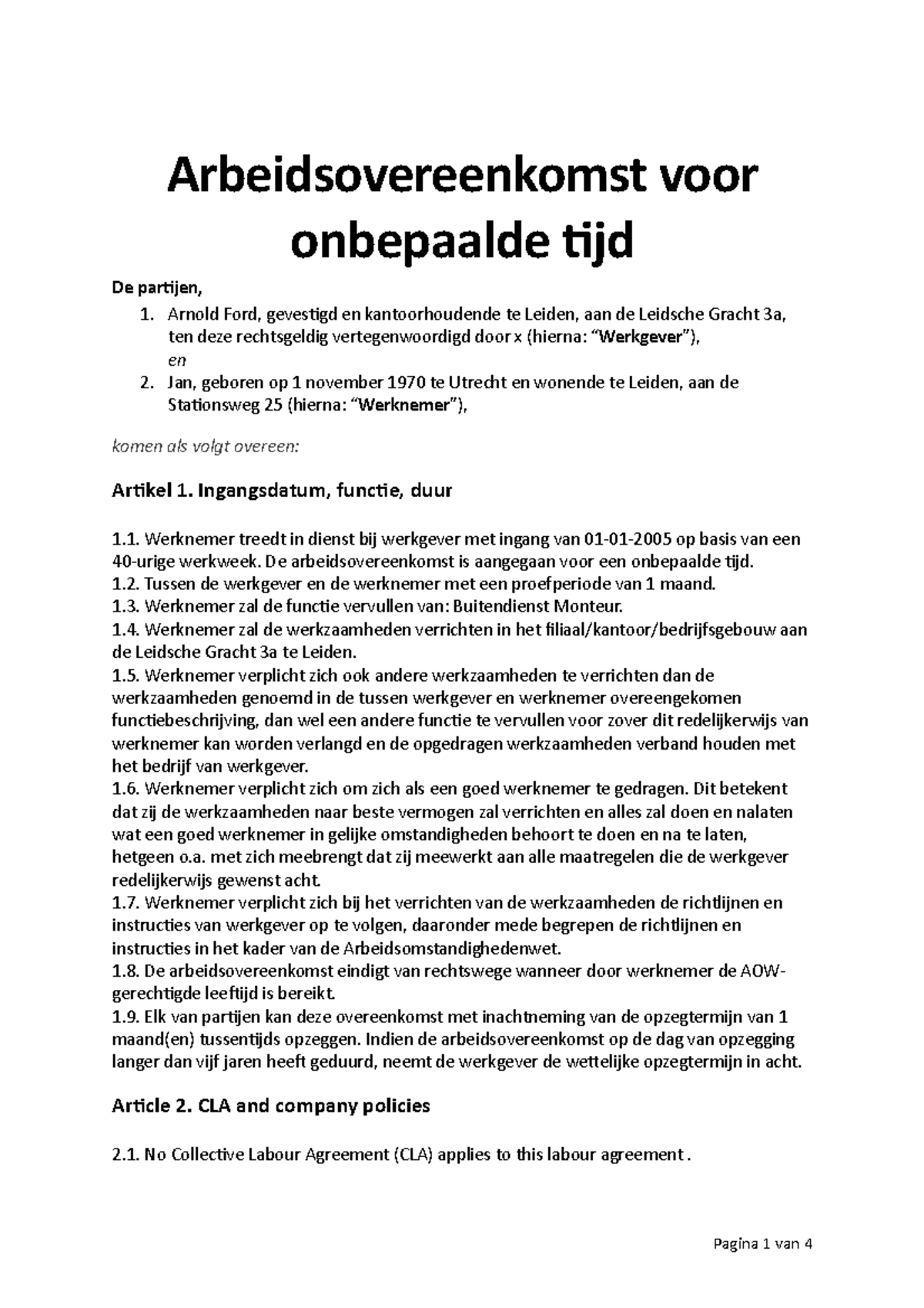 Voorbeeld Arbeidsovereenkomst - vrogue.co - Voorbeeld Arbeidsovereenkomst Voor Onbepaalde Tijd