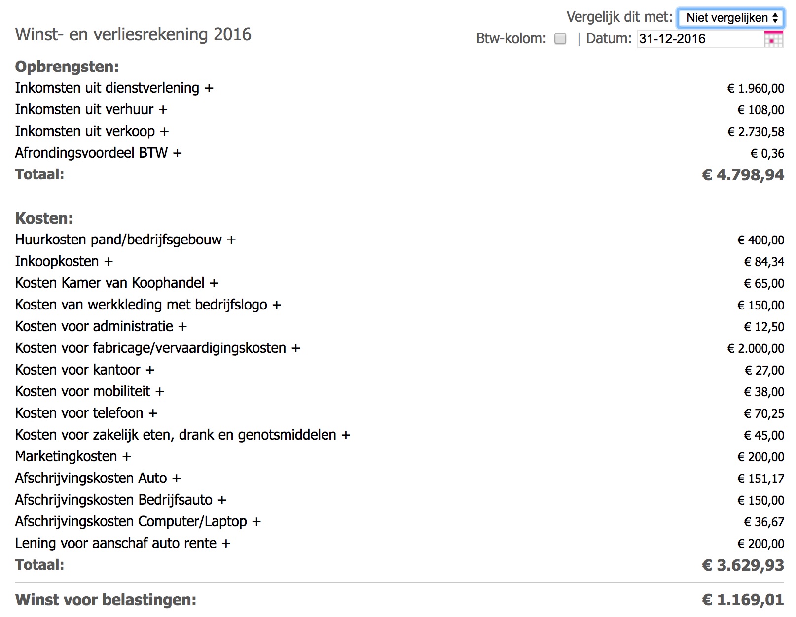 Voorbeeld van een winst- en verliesrekening? - Ficsus.nl - Verschil Balans En Winst En Verliesrekening