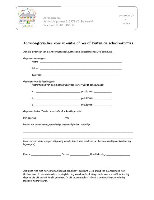 Voorbeeld Van Verlof Vorm - Werkgeversverklaring Vakantie Buiten Schoolvakantie Voorbeeld