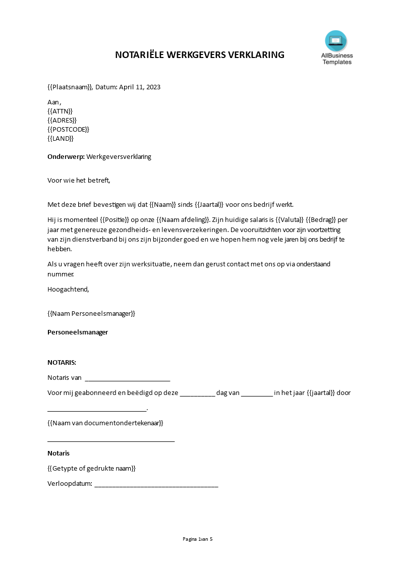 Voorbeeld Werkgeversverklaring - Werkgeversverklaring Vakantie Buiten Schoolvakantie Voorbeeld