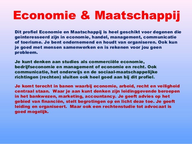 Voorlichtingprofielkeuze vwo maart 2013 - Beroepen Met Economie En Maatschappij