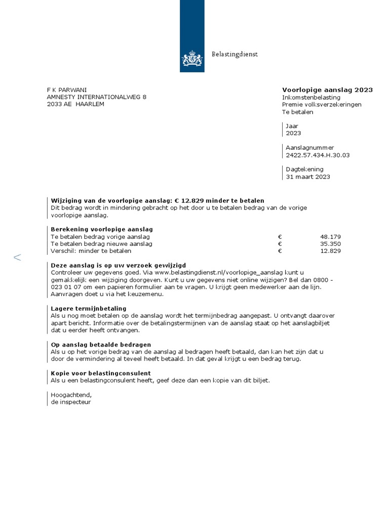 Wanneer Definitieve Aanslag Inkomstenbelasting 2023