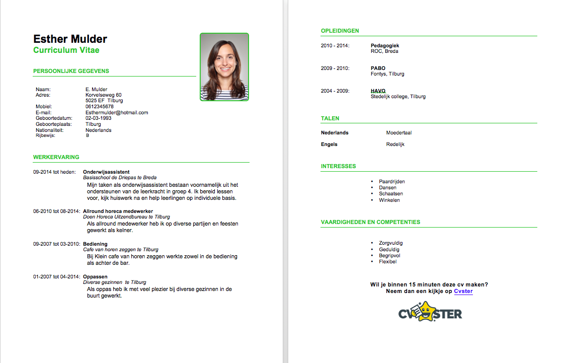 Vorbeld Van N Curiculum Vitae - Waar Moet Een Cv Aan Voldoen