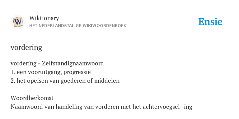 vordering - de betekenis volgens Nederlandstalige WikiWoordenboek - Niet Voldoen Aan Bevel Of Vordering