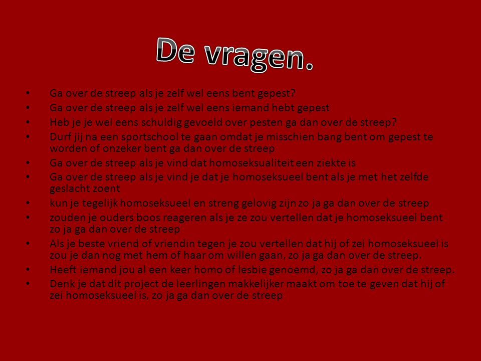 Vragenlijst - Over De Streep Vragen