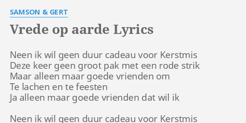 Vrede Op Aarde Tekst