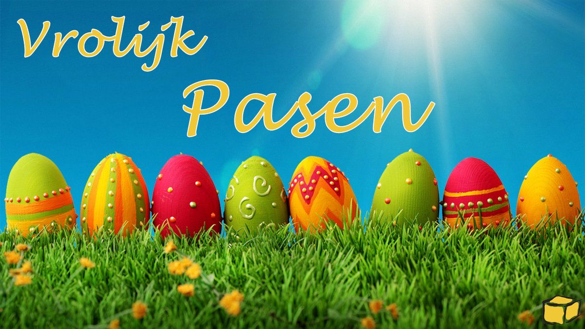 Vrolijk Pasen - gekleurde eieren Flower Pots, Easter Eggs, Greetings - Waarom Eten We Eieren Bij Pasen