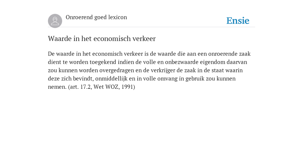 Waarde In Het Economisch Verkeer