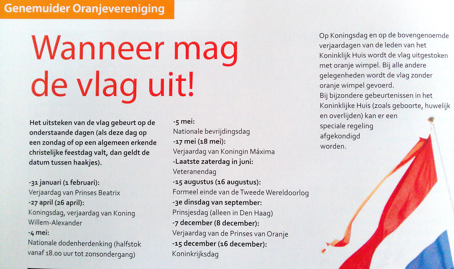Wanneer mag de vlag uit – Kamperzeedijk.nl - Wanneer Mag De Vlag Uit