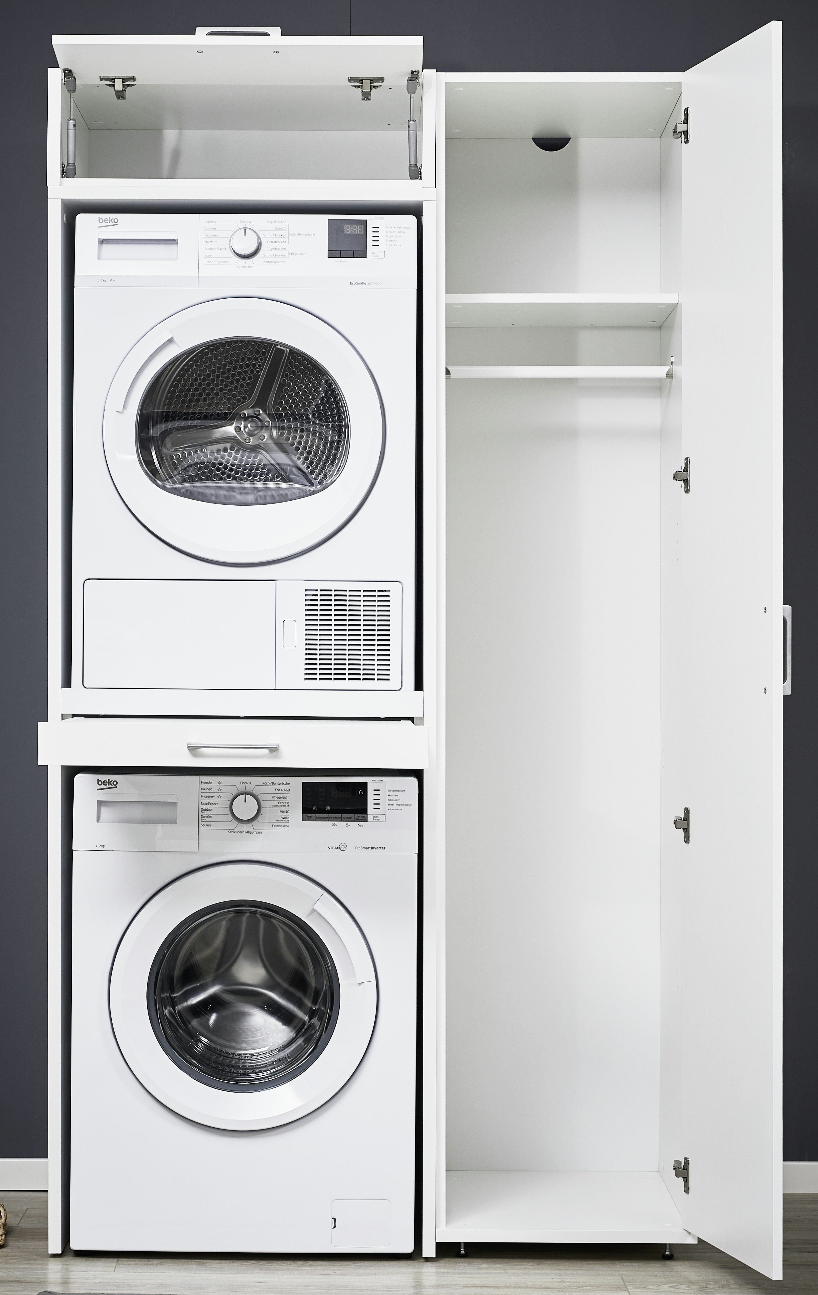Washer dryer cupboard | Washtower - Wat Mag In De Droger