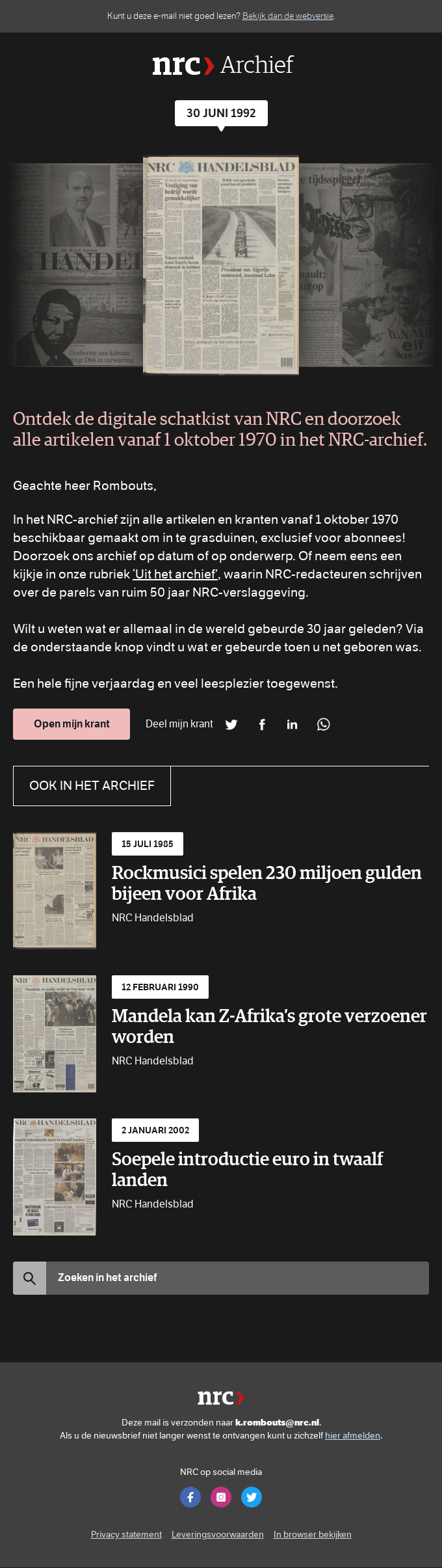 Wat gebeurde er in de wereld toen u net was geboren? from NRC - Desktop - Wat Gebeurde Er In Januari 2023