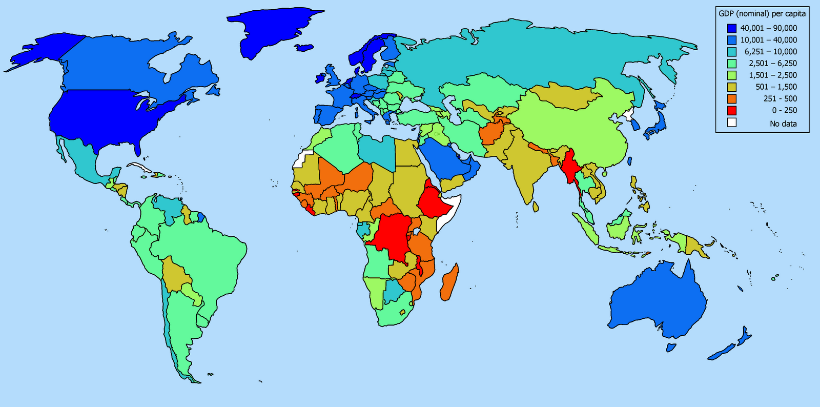 Weltkarte Interaktiv - Bruto Nationaal Product Per Land