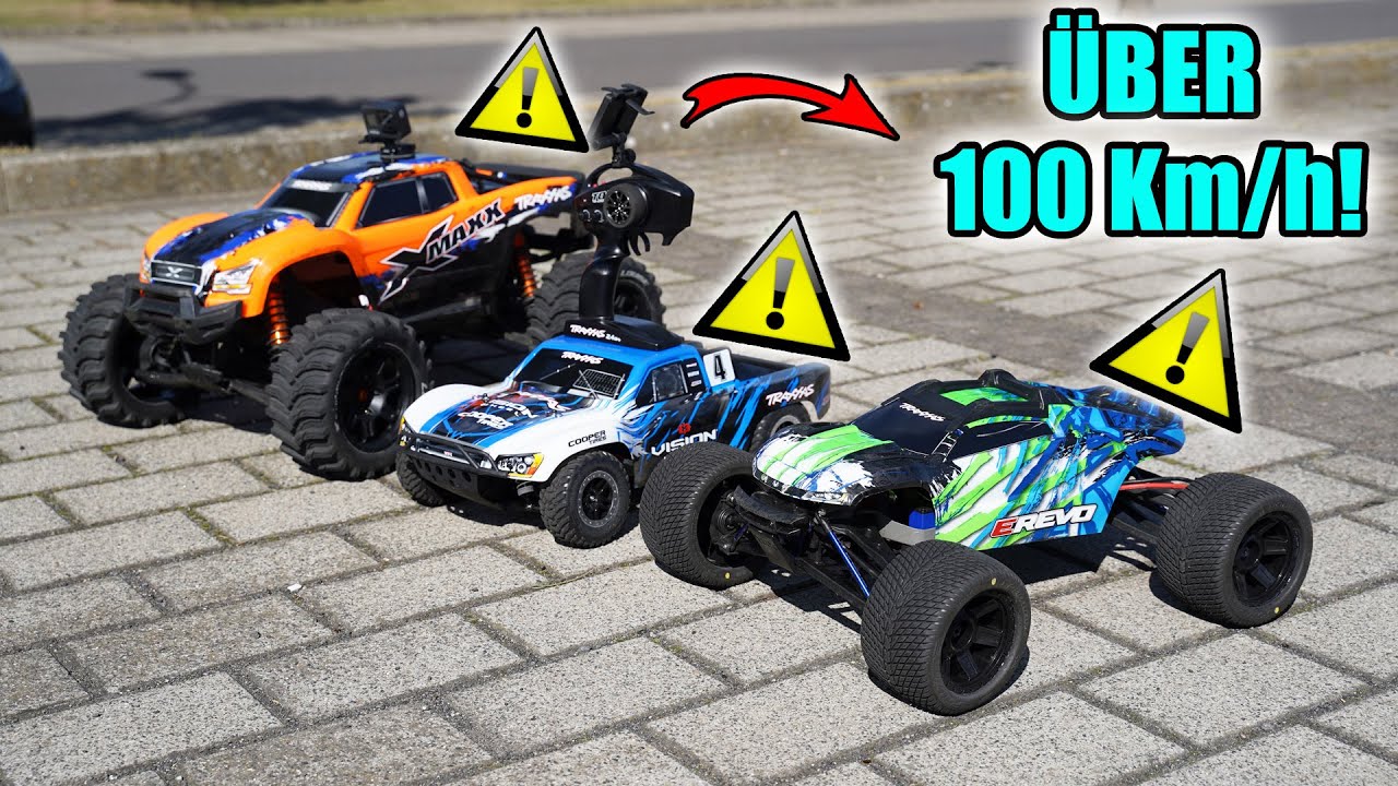 Wer knackt die 100 Km/h? - RC SPEEDTEST (Traxxas Slash, XMAXX und E - Remweg 100 Km Per Uur