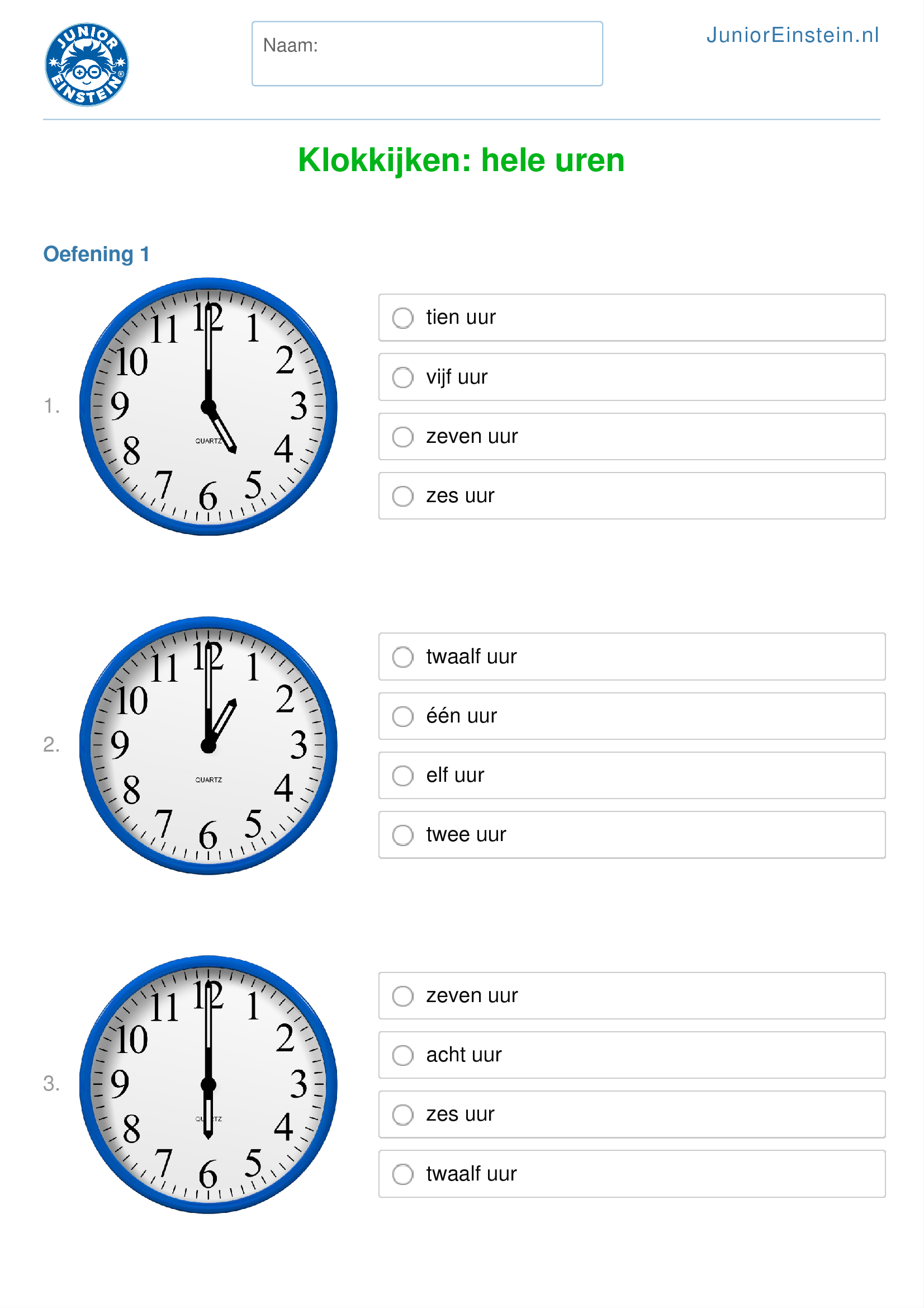 Oefenen Met Klokkijken Groep 5