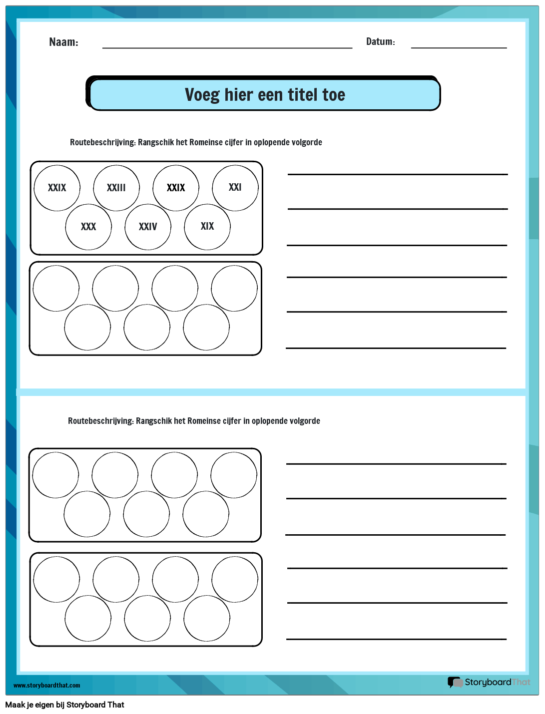 Werkblad Romeinse Cijfers Bestellen Storyboard - Romeinse Cijfers 1 Tot 10