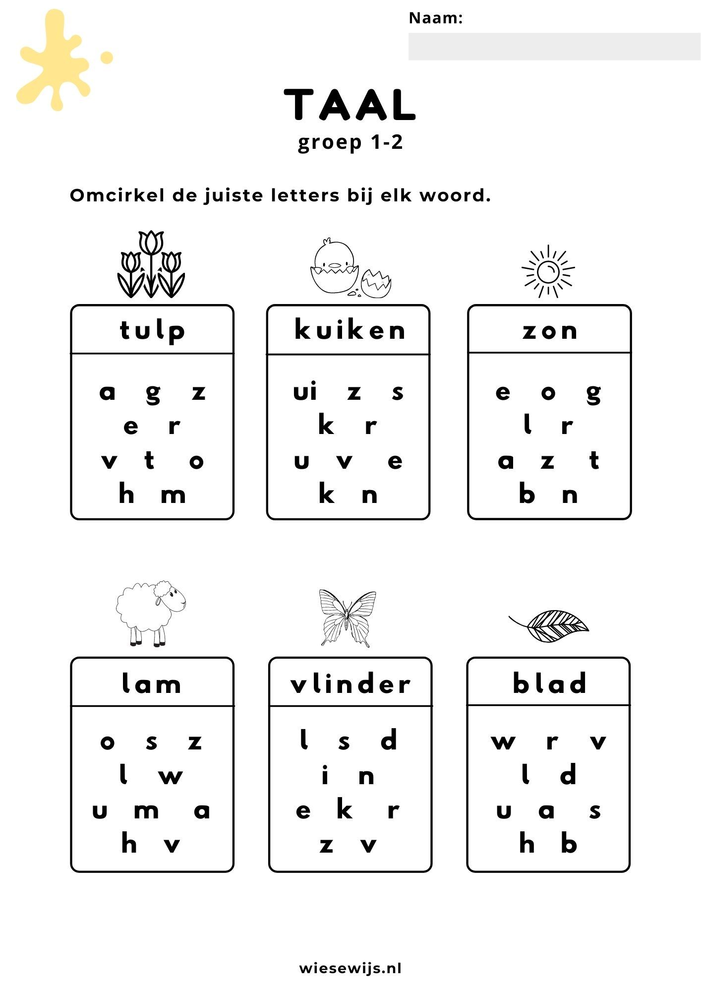 Werkblad Taal Groep 1-2 Letterherkenning Thema Lente - Werkboekje Groep 3 Zelfstandig Werken