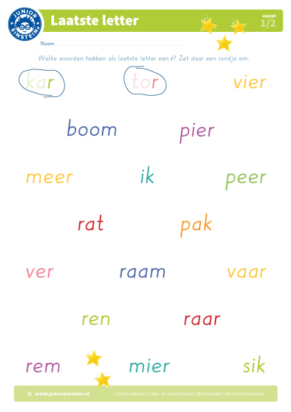 Werkbladen > Letters > Algemeen - Woorden Die Eindigen Op Tie