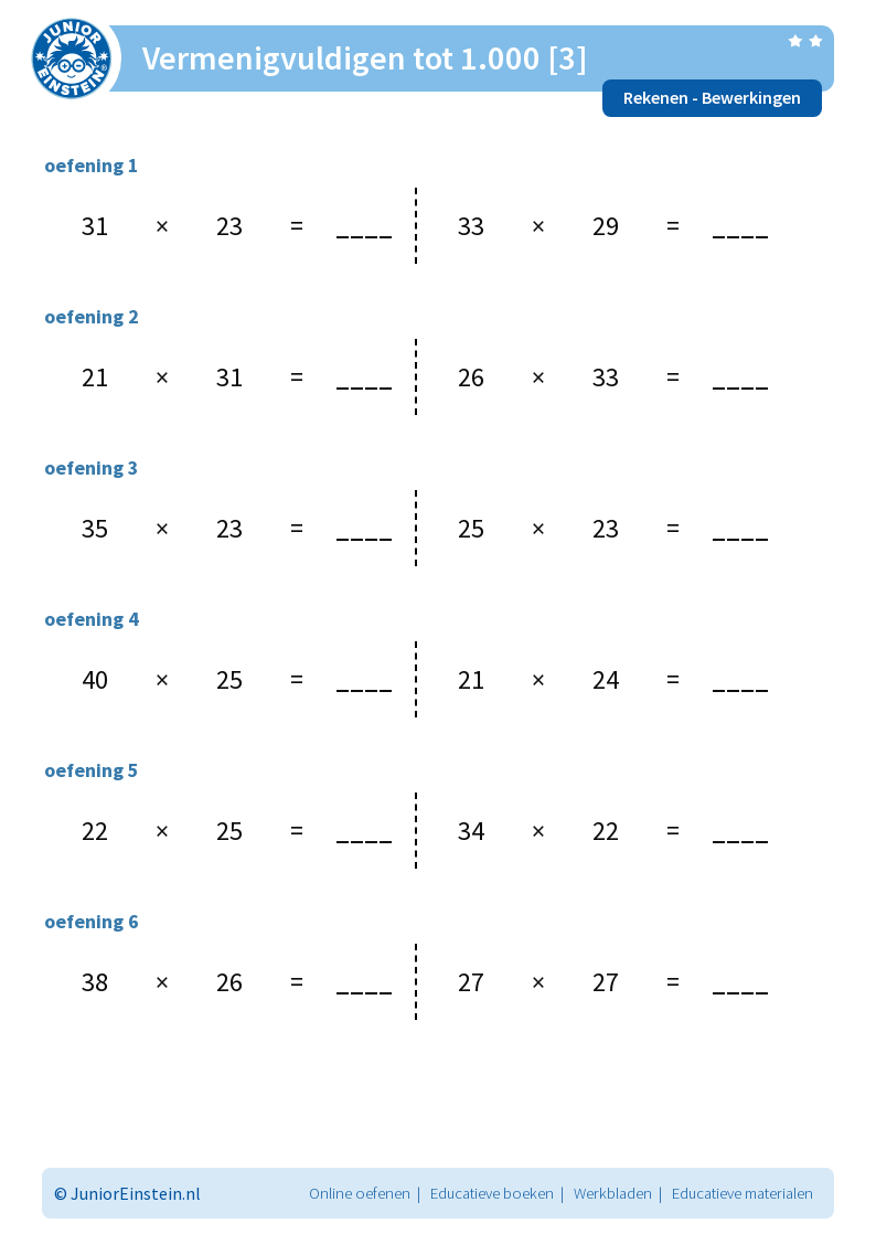 Werkbladen > Rekenen - Bewerkingen > Vermenigvuldigen en delen > Kale - Rekenen Groep 5 Werkbladen Printen
