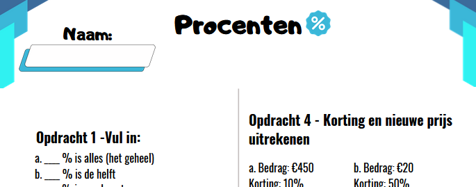 Werkbladen rekenen | Groep 7 - Oefenen Met Procenten Groep 7