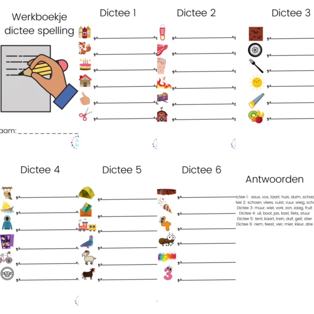 Werkboekje dictee groep 3 - Juf Julie - Dictee Spelling Groep 3 Werkbladen
