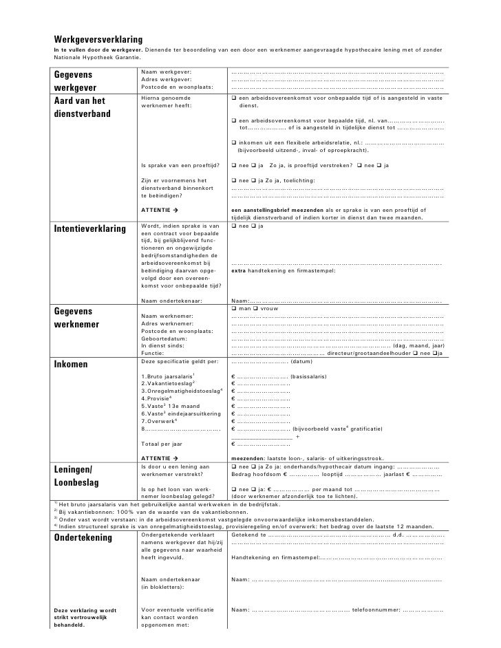 Werkgeversverklaring Nieuw 10 02 2009 - Hoe Kom Je Aan Een Werkgeversverklaring