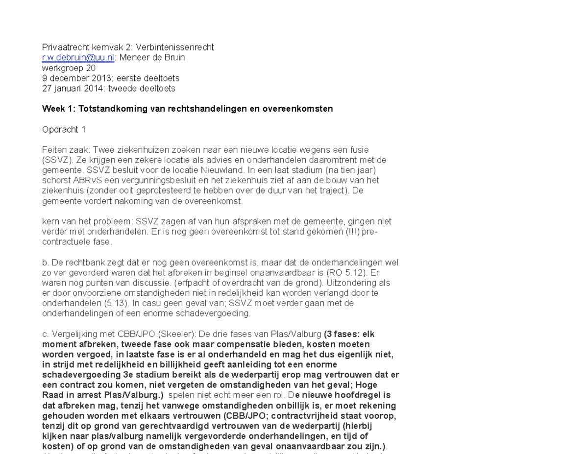 Werkgroep uitwerkingen 1 t/m 8 - Privaatrecht kernvak 2 - Mag Je Een 4 Staan Voor Een Kernvak