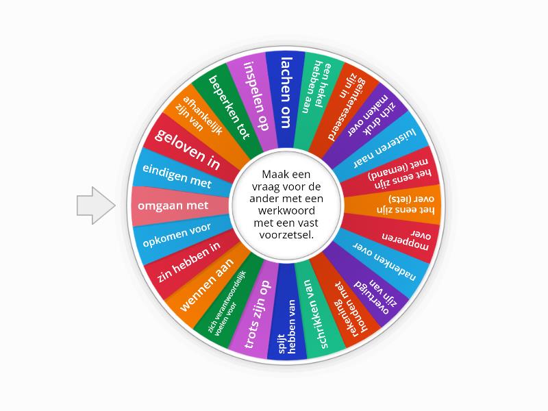 Werkwoorden met een vast voorzetsel B1-B2 - Spin the wheel - Werkwoorden Met Een Vast Voorzetsel