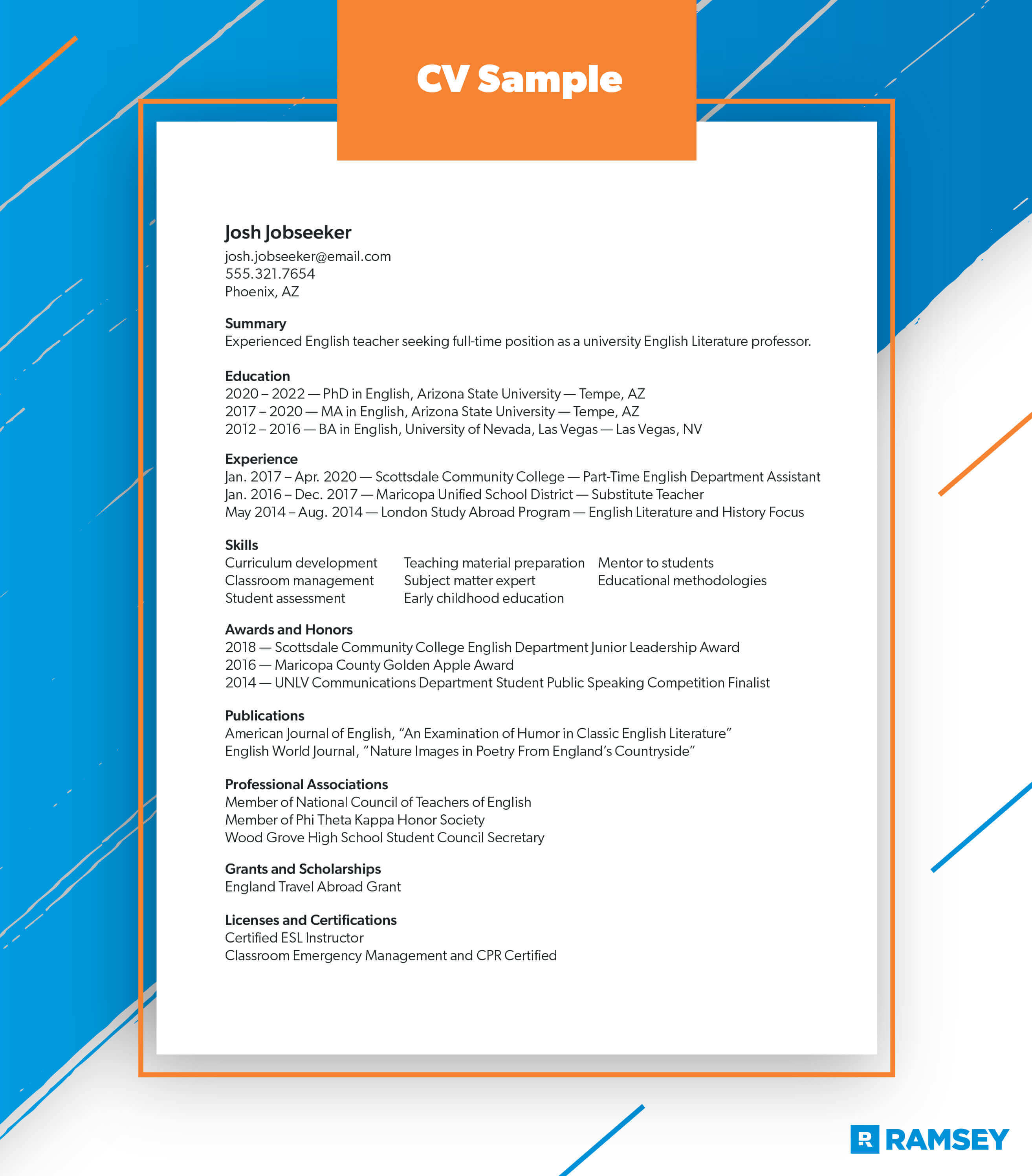 Cv Voorbeeld In Het Engels