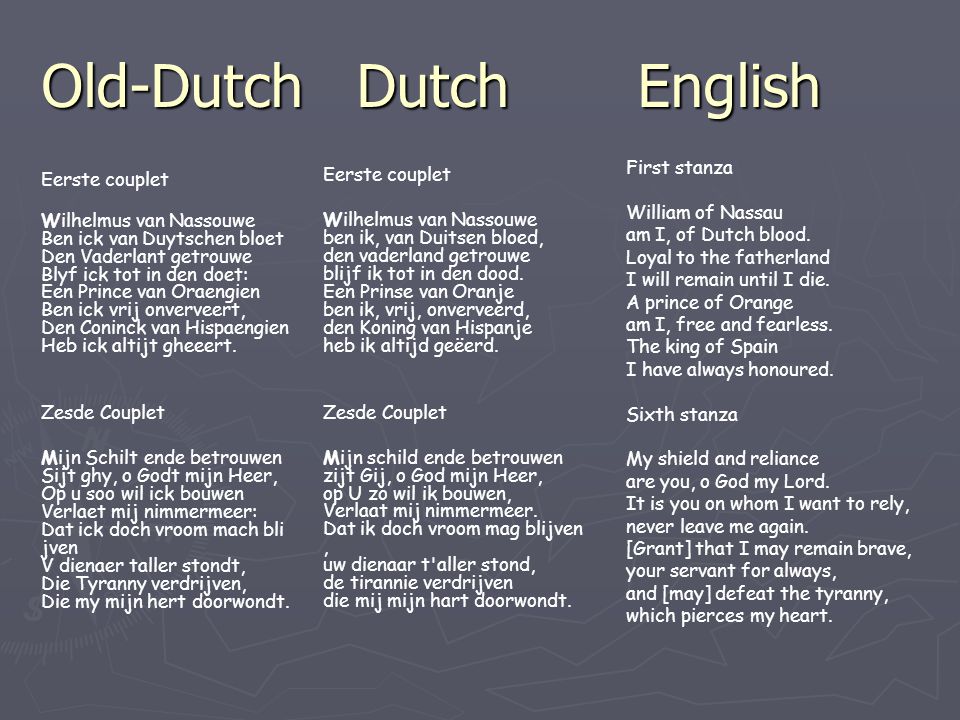 WILHELMUS National Anthem the Netherlands WILHELMUS TUNE, PLEASE CLICK - Ben Ik Vrij Onverveerd