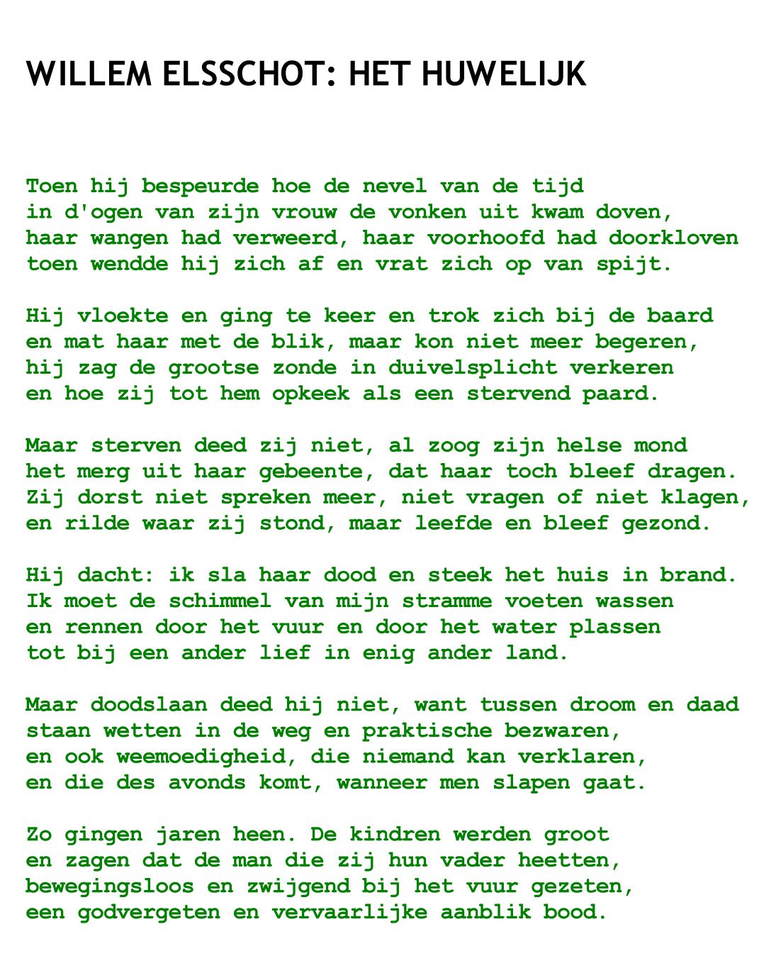 Het Huwelijk Willem Elsschot Analyse
