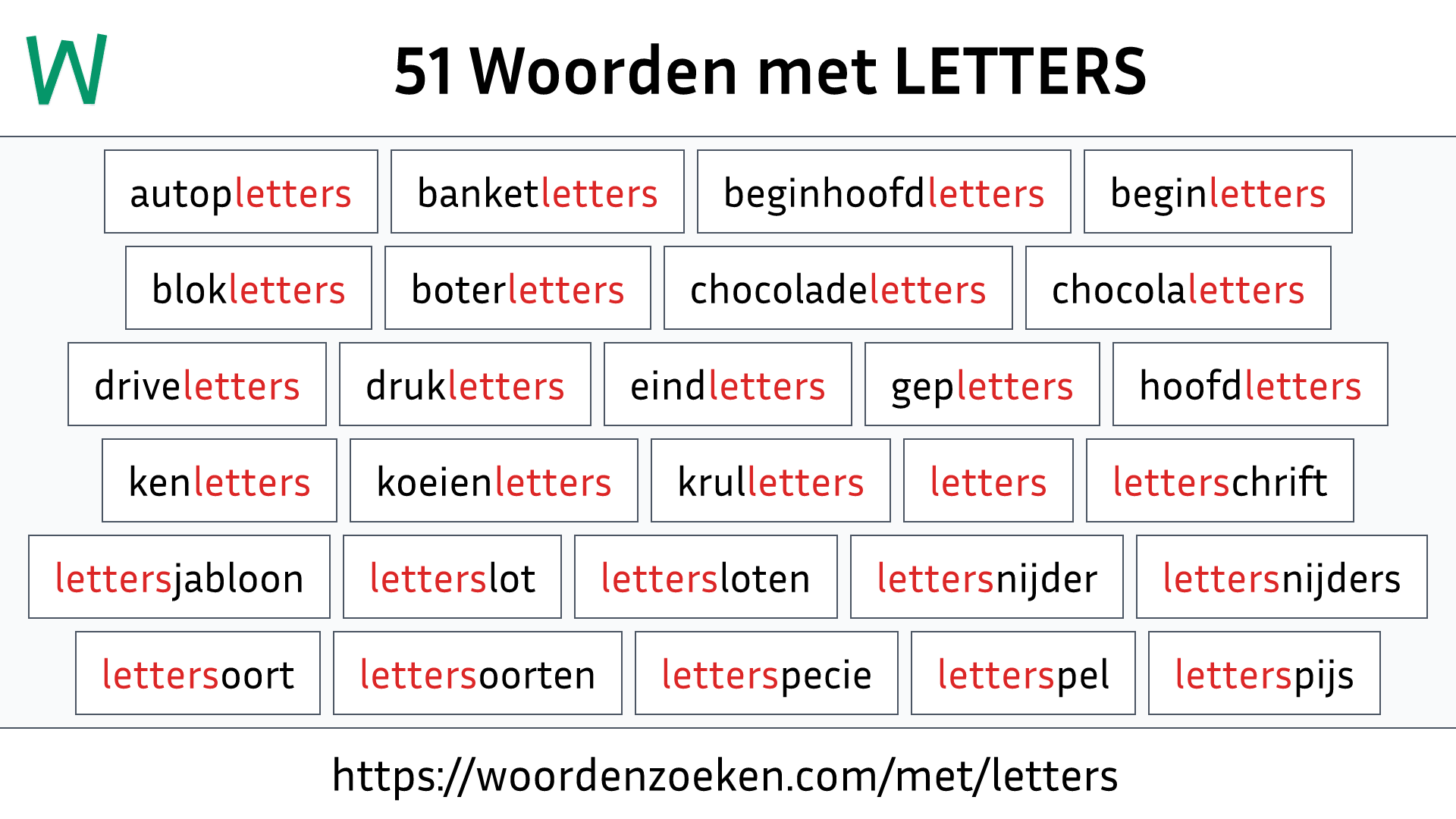 Woorden met LETTERS - Welke Woorden Met Deze Letters
