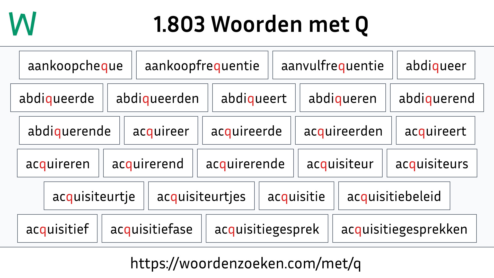 Woorden met Q - Woorden Met Q En C